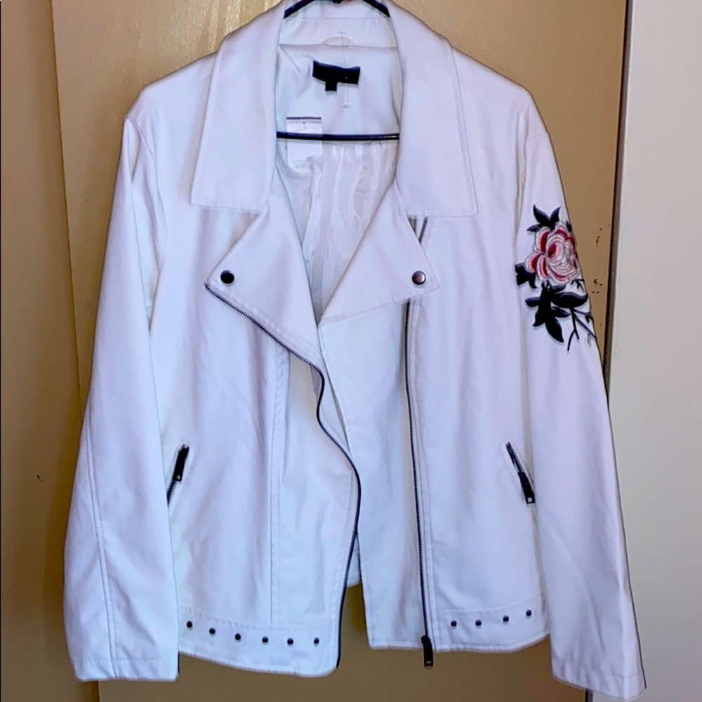 White biker chic jacket